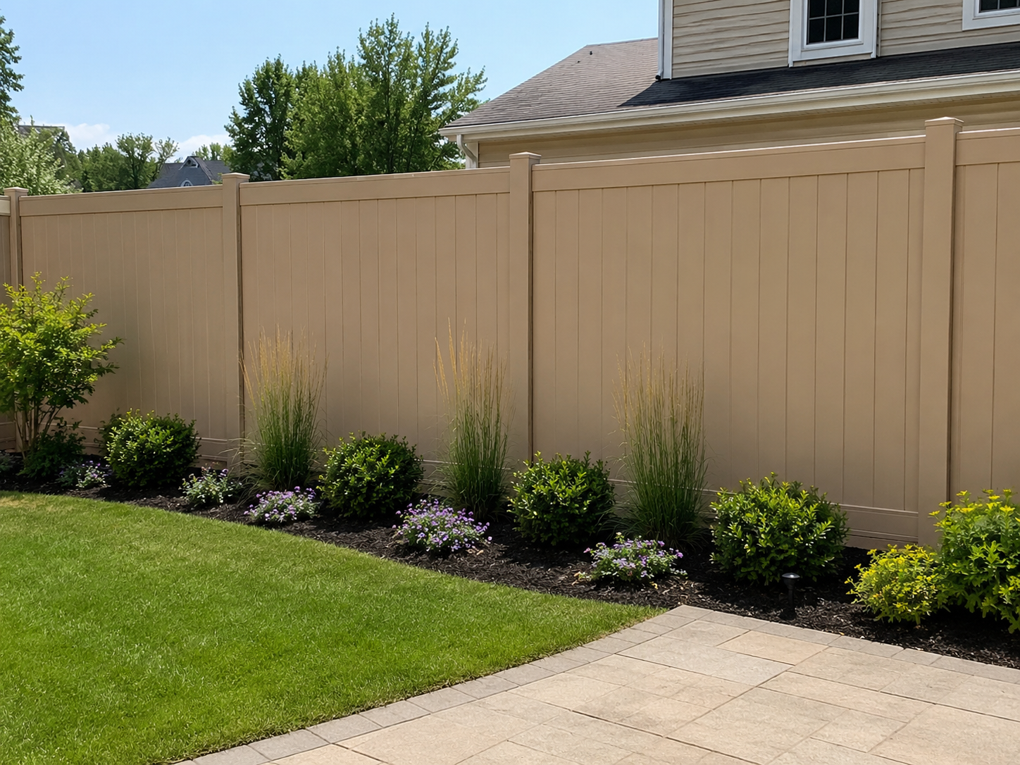 QDF tan PVC privacy fence